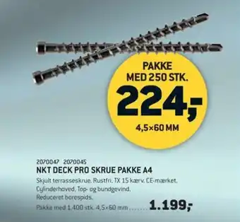 XL-BYG NKT DECK PRO SKRUE PAKKE A4 tilbud