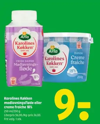 Coop 365 Karolines Køkken madlavningsfløde eller creme fraiche 18% tilbud