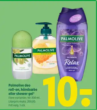 Coop 365 Palmolive deo roll-on, håndsæbe eller shower gel tilbud