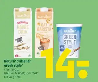 Coop 365 Naturli' drik eller greek style tilbud