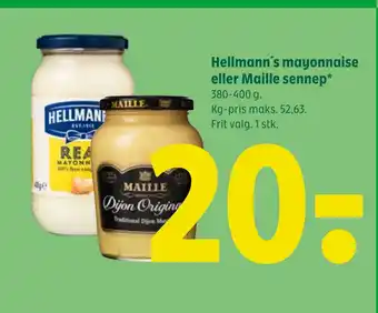 Coop 365 Hellmann´s mayonnaise eller Maille sennep tilbud