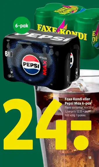 Coop 365 Faxe Kondi eller Pepsi Max 6-pak tilbud