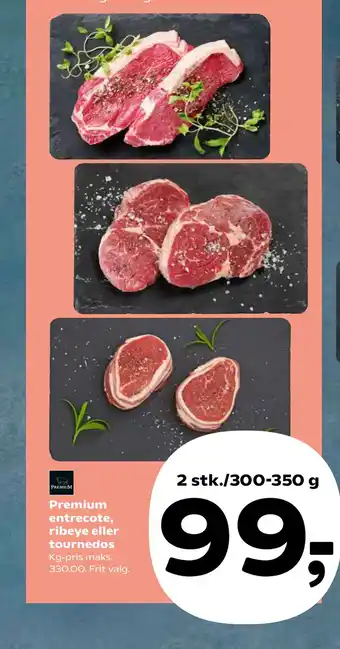 SuperBrugsen Premium entrecote, ribeye eller tournedos tilbud