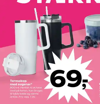 Kvickly Termokop med sugerør tilbud