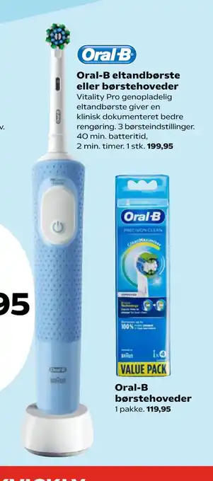 Kvickly Oral-B eltandbørste eller børstehoveder tilbud