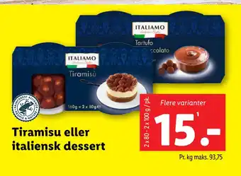 Lidl Tiramisu eller italiensk dessert tilbud