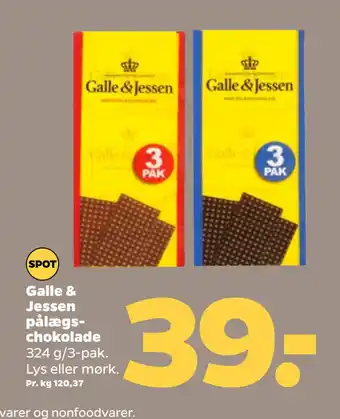 Netto Galle & Jessen pålægschokolade tilbud