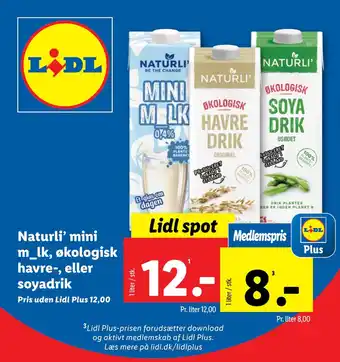 Lidl Naturli’ mini m_lk, økologisk havre-, eller soyadrik tilbud