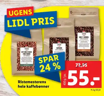 Lidl Ristemesterens hele kaffebønner tilbud