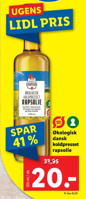 Lidl Økologisk dansk koldpresset rapsolie tilbud