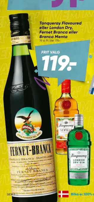 Bilka Tanqueray Flavoured eller London Dry, Fernet Branca eller Branca Menta tilbud