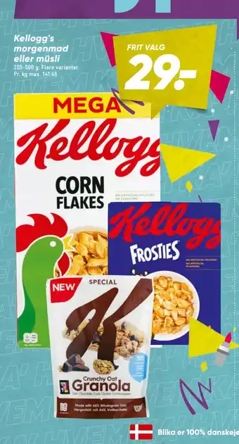 Bilka Kellogg's morgenmad eller müsli tilbud