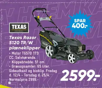 Bilka Texas Razor 5120 TR/W plæneklipper tilbud