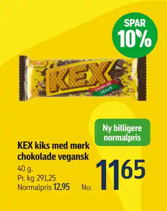 Føtex KEX kiks med mørk chokolade vegansk tilbud