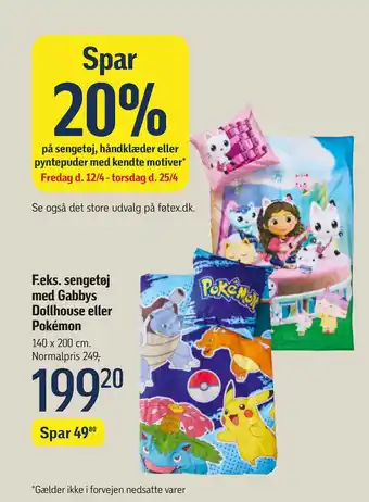 Føtex Sengetøj med Gabbys Dollhouse eller Pokémon tilbud