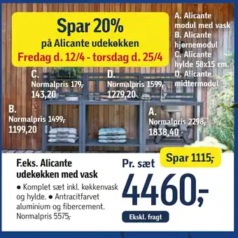 Føtex Alicante udekøkken med vask tilbud