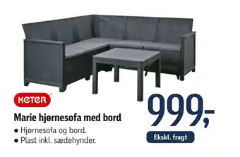 Føtex Marie hjørnesofa med bord tilbud