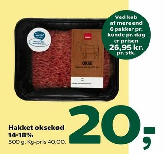 Coop 365 Hakket oksekød 14-18% tilbud