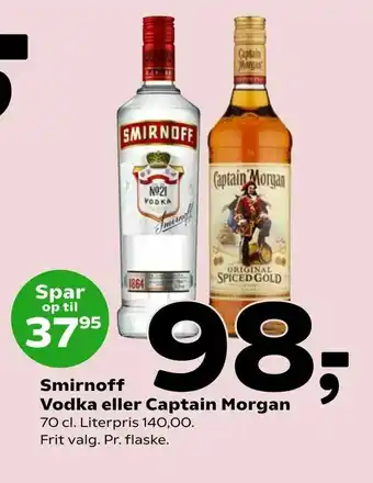 Coop 365 Smirnoff Vodka eller Captain Morgan tilbud