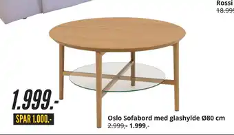 My Home Oslo Sofabord med glashylde Ø80 cm tilbud