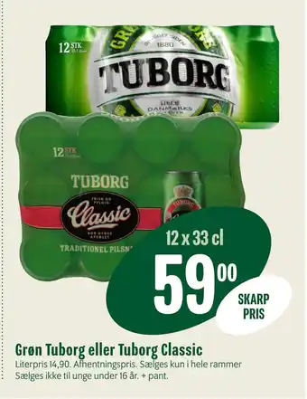 Min Købmand Grøn Tuborg eller Tuborg Classic tilbud