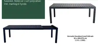 My Home Verneda Havebord med Udtræk 95 x 205/275 cm tilbud