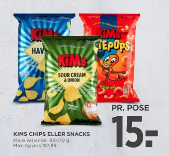 MENY KIMS CHIPS ELLER SNACKS tilbud