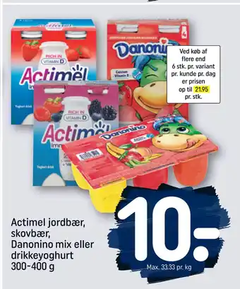 Rema 1000 Actimel jordbær, skovbær, Danonino mix eller drikkeyoghurt 300-400 g tilbud