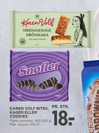 MENY KAREN VOLF BITES, KAGER ELLER COOKIES tilbud