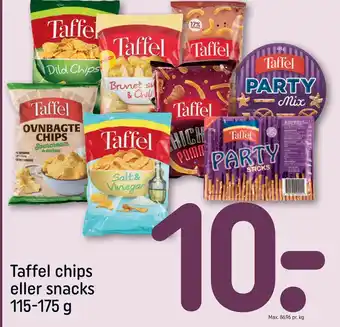 Rema 1000 Taffel chips eller snacks 115-175 g tilbud