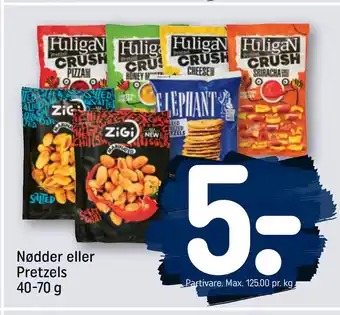 REMA 1000 Nødder eller Pretzels 40-70 g tilbud