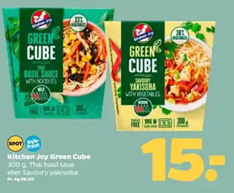 Netto Kitchen Joy Green Cube 300 g. Thai basil saue eller Savoury yakisoba. Pr. kg 50,00 tilbud