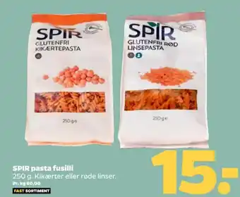 Netto SPIR pasta fusilli 250 g. Kikærter eller røde linser. tilbud