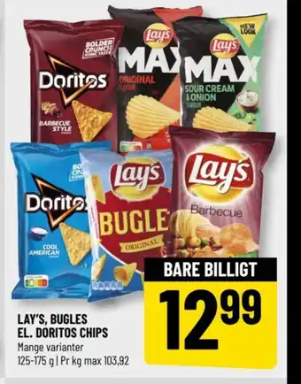 Løvbjerg LAY'S, BUGLES EL. DORITOS CHIPS tilbud