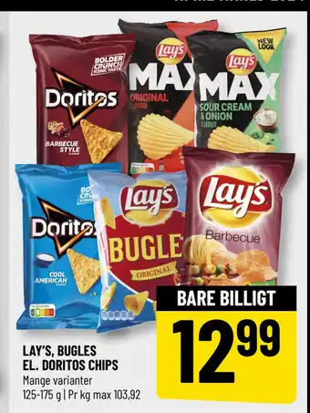 Løvbjerg LAY’S, BUGLES EL. DORITOS CHIPS tilbud