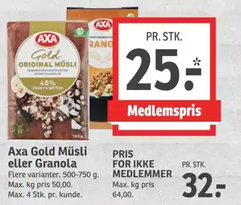 SPAR Axa Gold Müsli tilbud