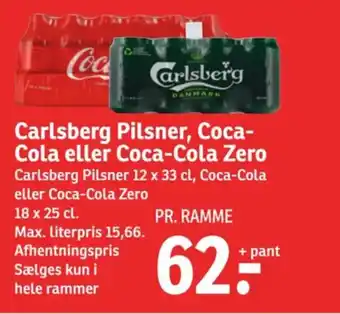 SPAR Carlsberg Pilsner, Coca- Cola eller Coca-Cola Zero tilbud