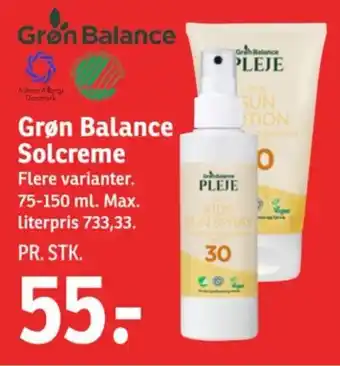 SPAR Grøn Balance Solcreme tilbud