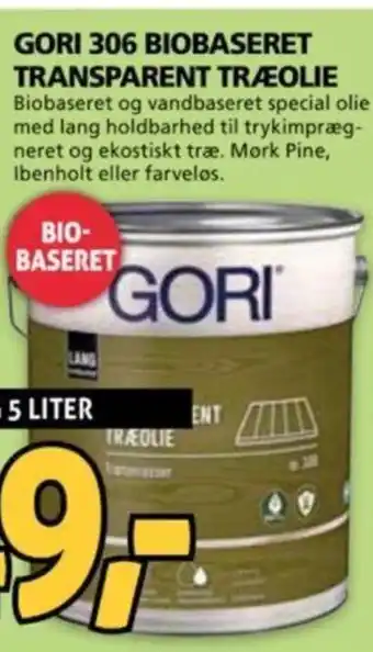 XL-BYG GORI 306 BIOBASERET TRANSPARENT TRÆEOLIE tilbud