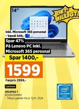 Power IDEAPAD 1 82V6005NMX tilbud