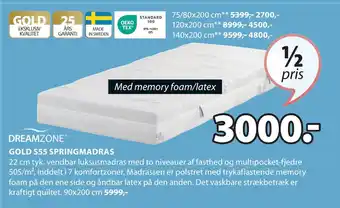 JYSK GOLD S55 SPRINGMADRAS tilbud