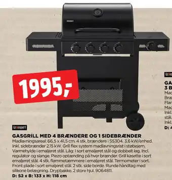 jem & fix GASGRILL MED 4 BRÆNDERE OG 1 SIDEBRÆNDER tilbud