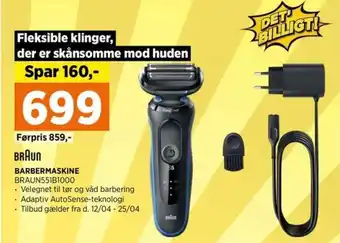 Power BARBERMASKINE BRAUN551B1000 tilbud
