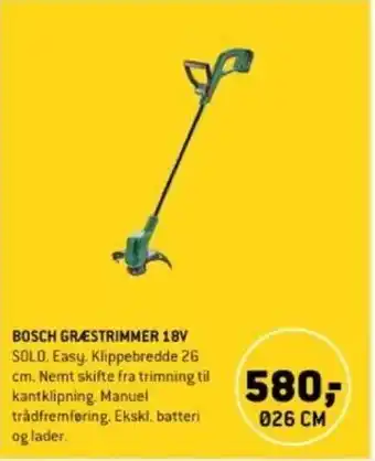 XL-BYG BOSCH GRÆSTRIMMER 18V tilbud