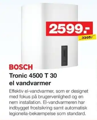 Bauhaus Tronic 4500 T 30 el vandvarmer tilbud