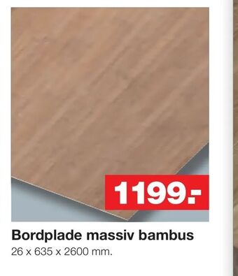 Bauhaus Bordplade massiv bambus tilbud