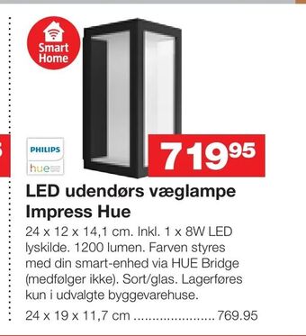 Bauhaus LED udendørs væglampe Impress Hue tilbud