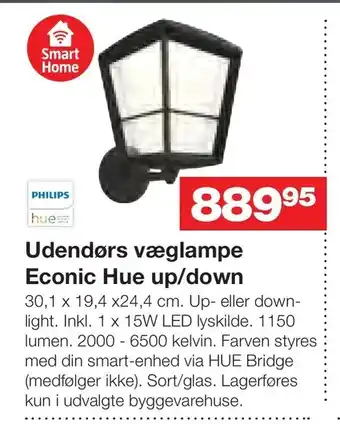 Bauhaus Udendørs væglampe Econic Hue up/down tilbud