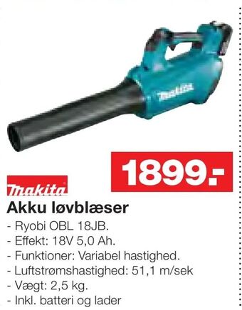 Bauhaus Akku løvblæser tilbud