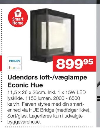 Bauhaus Udendørs loft-/væglampe Econic Hue tilbud